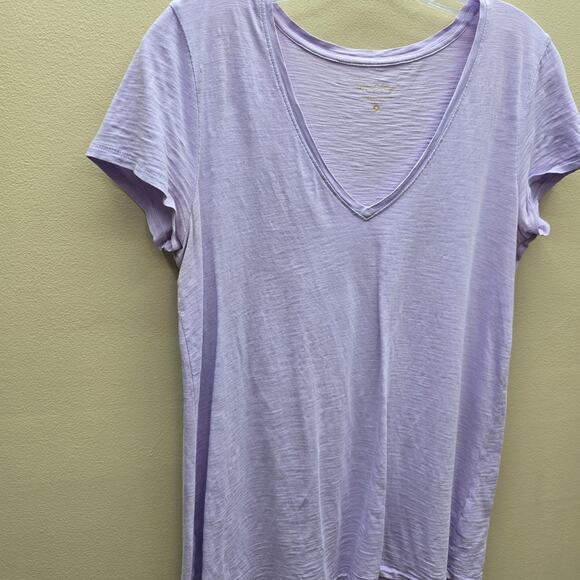 Lilly Pulitzer V-Neck Short Sleeve Pullover T-Shirt Light Purple Small FLAWS - Picture 2 of 9